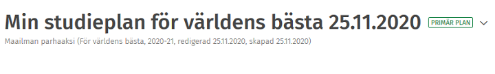 Skärmdump: primär studieplan