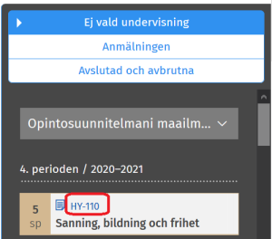 Skärmdump: studiekalender