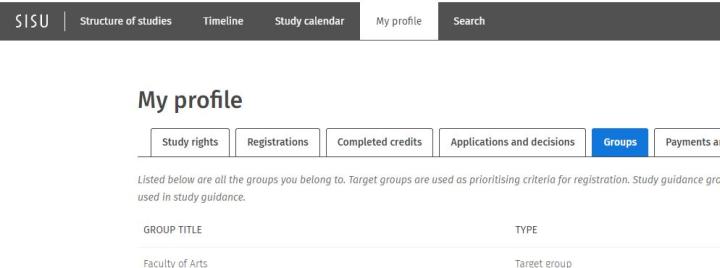 Screenshot: my profile in Sisu