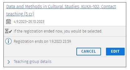 Screenshot of an editable registration with the Edit button visible.