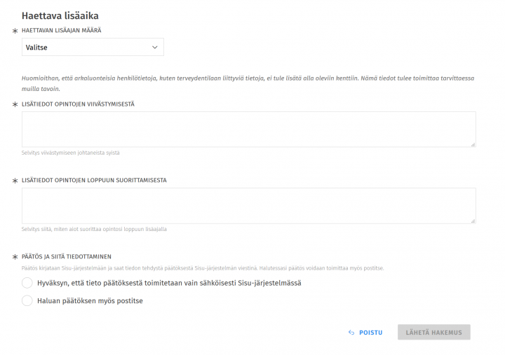 Kuvakaappaus Sisun käyttöliittymästä.