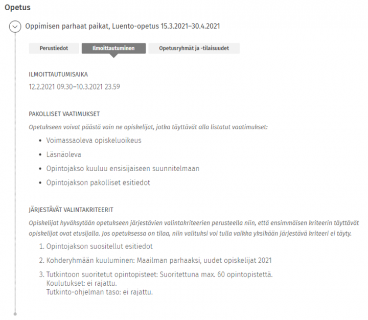 Kuvakaappaus Sisun käyttöliittymästä