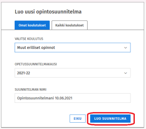 Kuvakaappaus Sisun käyttöliittymästä.
