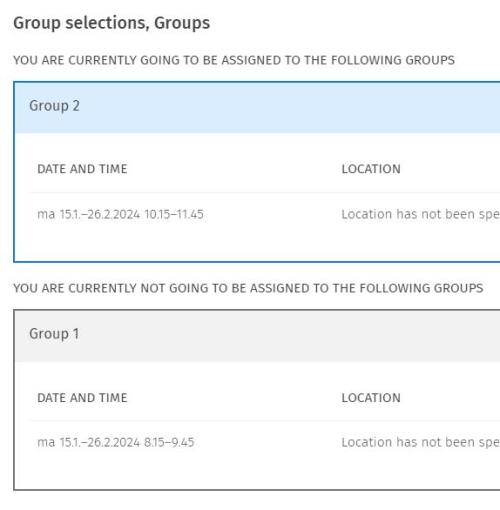 Screen capture of the registration details in Sisu.