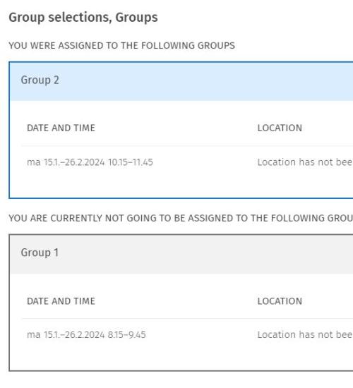 Screen capture of the registration details in Sisu.