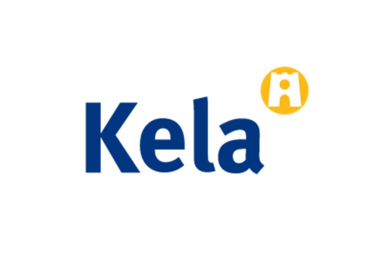 Kelan sinikeltainen logo valkoisella pohjalla.