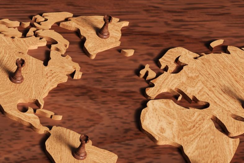 Puinen maailmankartta.